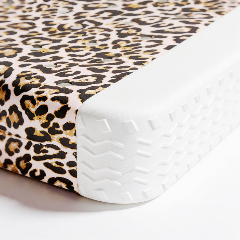 button side view Leopard print beach basket  