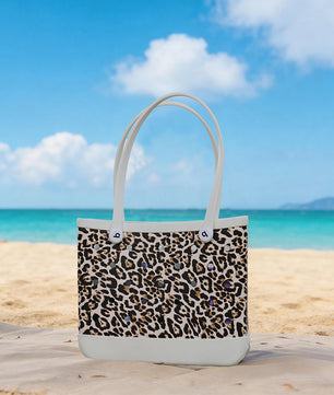 leopard print beach eva basket matchign dog harness leash set and dog mom accessories