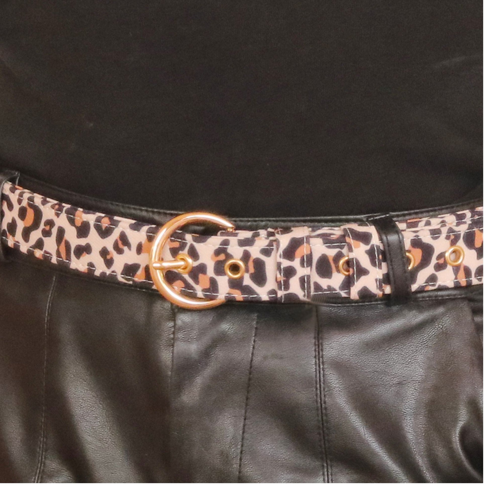 leopard printed belt for woman  designed to coordinate with dog harness and accessories as part of a matching system