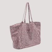 Leopard print canvas tote bag white - matching dog harness owner style