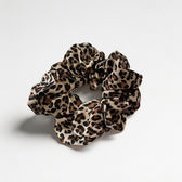 Leopard print scrunchie matching dog harness for dog mom