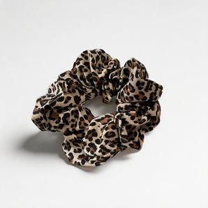 Leopard print scrunchie matching dog harness for dog mom