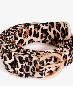 leopard printed women's belt and buckle 