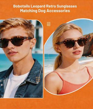 Leopard print sunglasses angle view - matching Bobotails dog harness collection
