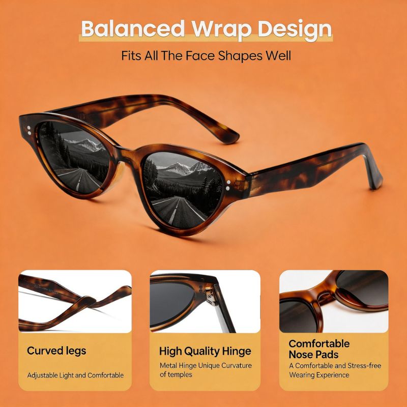 Leopard print UV400 polarized sunglasses white background - Bobotails