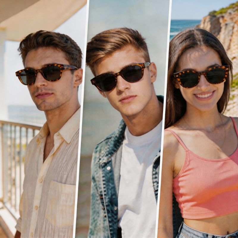 Leopard print TR frame sunglasses side view - lightweight 33g
