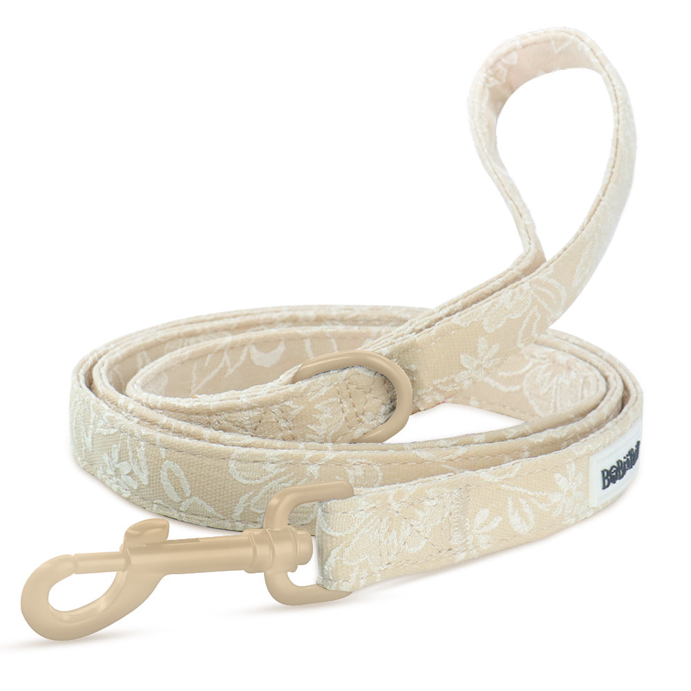 morning glory biscuit dog leash matching the harness and owner accessories in a coordinated set