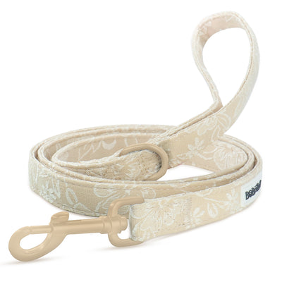 Morning Glory Biscuit Dog Leash – Warm Floral 5ft Rope Leash for Small & Medium Dogs