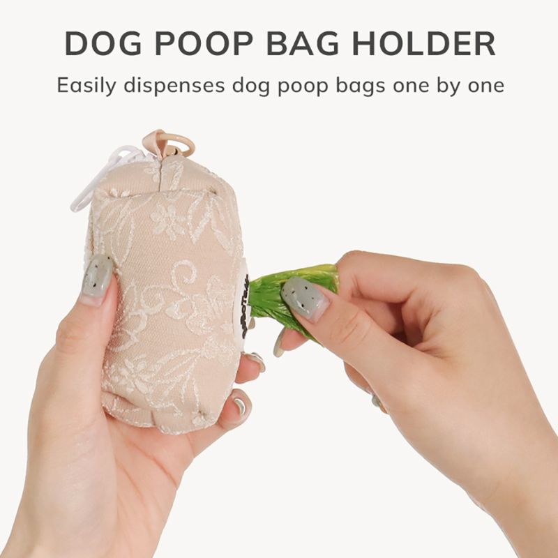 morning glory biscuit doggy poop bags holder matching the harness and owner accessories for daily dog walks