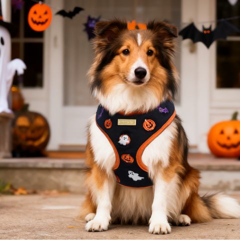 bobotails pumpkin dog harness for Border Collie and medium dogs -bobotails