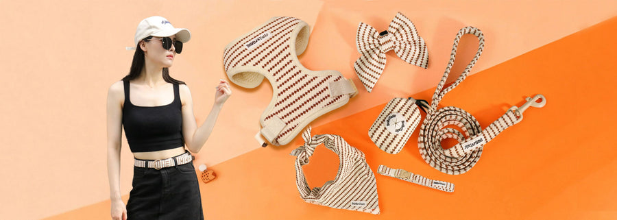 small grain dog harness and leash matching women belts set for pup moms by Bobotails