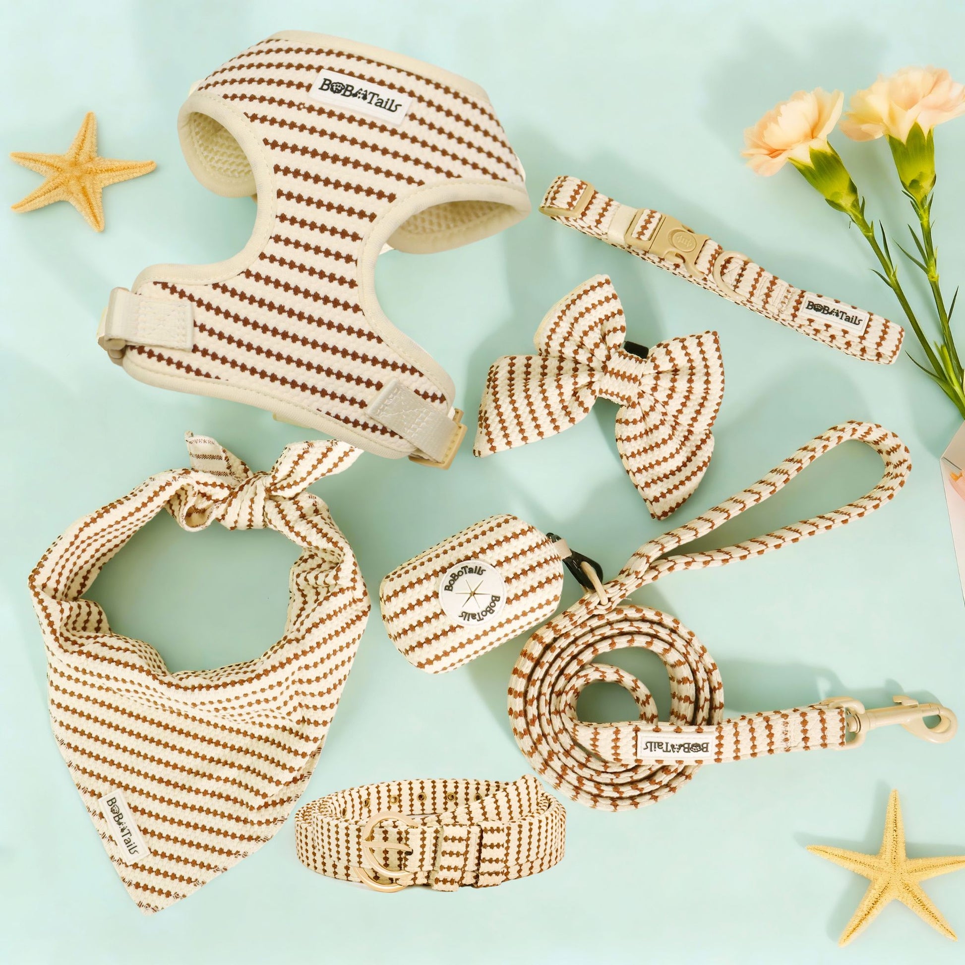 Small Grain Harness, Leash and Poop Bag Holder Bundle